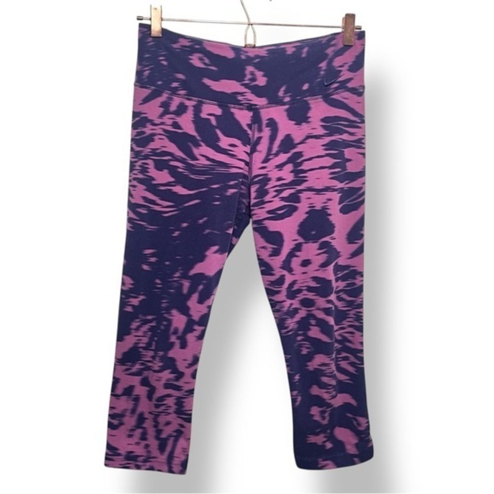 Nike Dri-Fit Womens Medium Pink Purple Tie Dye Capri Leggings Yoga Gym Workout